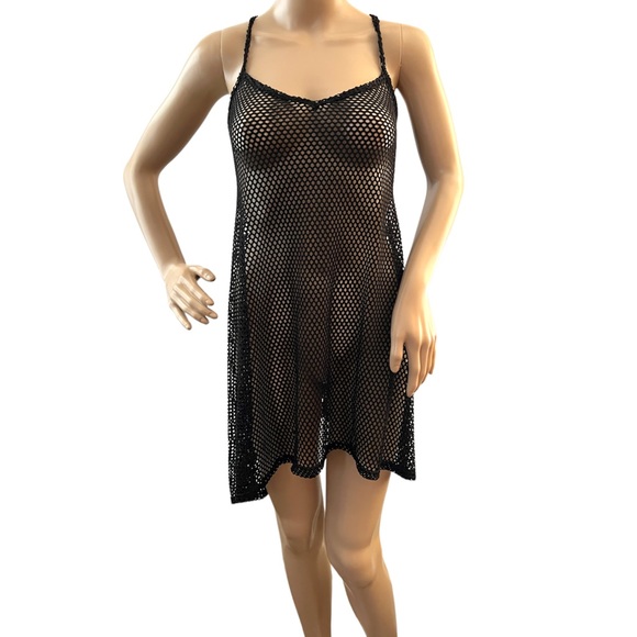 Beach Habitat Other - 𝐁𝐄𝐀𝐂𝐇 𝐇𝐀𝐁𝐈𝐓𝐀𝐓 | BLACK STRETCHY NET BEACH COVER UP DRESS